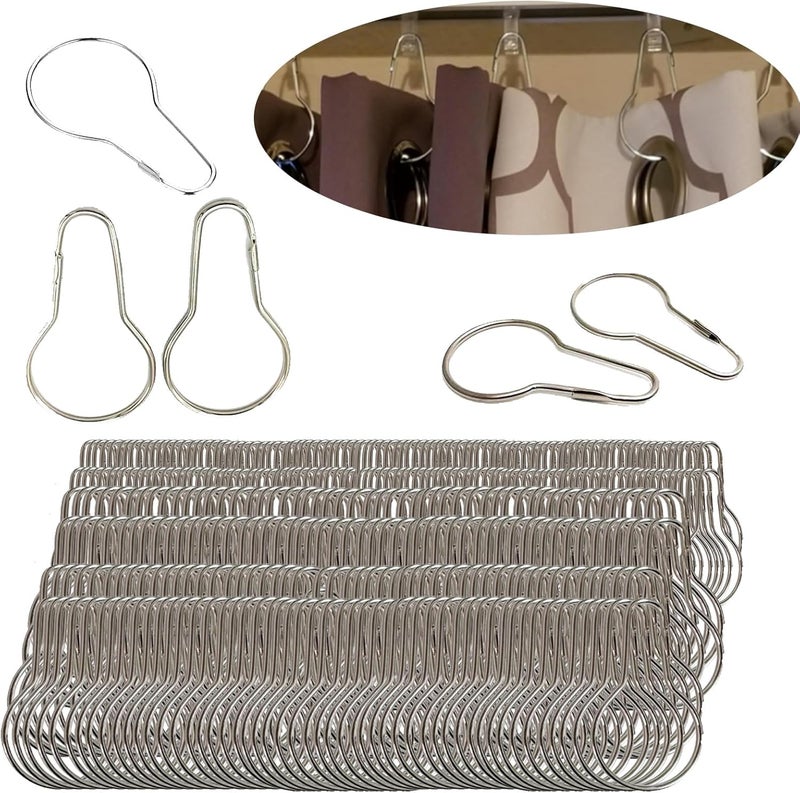 HLCM Shower Curtain Rings Hooks, Rust-Resistant Metal Shower Curtain Hooks, Stainless Steel Shower Curtain Rings for Bathroom Shower Curtain Rod (500) - Image 1